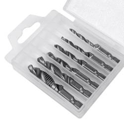 Set 6 burghie cu tarod, marime intre M3 si M10, prindere bit hexagonal 1/4, HSS,  Amio 03272