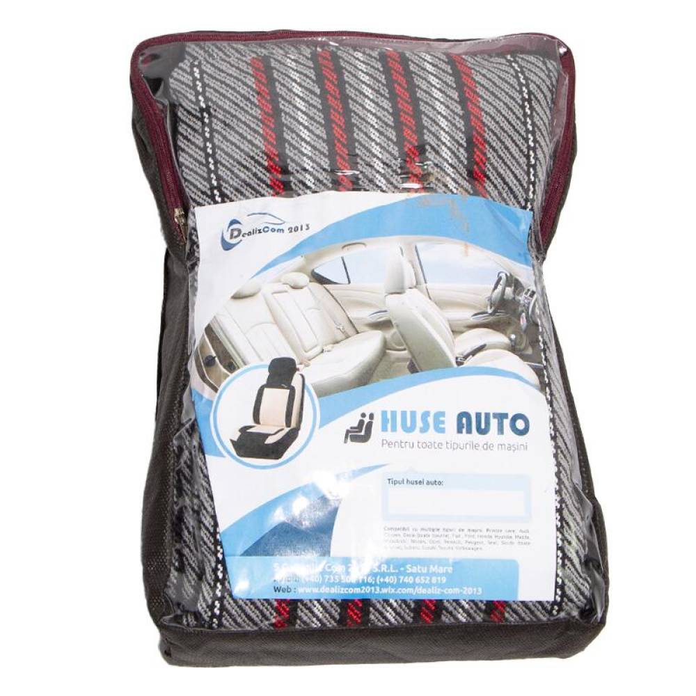 Set huse auto stofa, universale, negru, alb cu rosu DLZ54 Dealiz Set huse auto stofa, universale, negru, alb cu rosu DLZ54 Dealiz