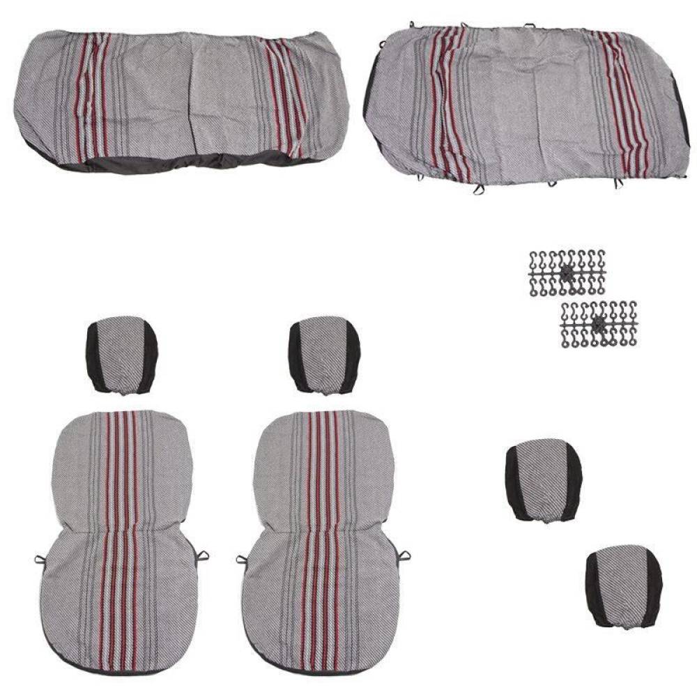Set huse auto stofa, universale, negru, alb cu rosu DLZ54 Dealiz Set huse auto stofa, universale, negru, alb cu rosu DLZ54 Dealiz