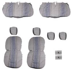 Set huse auto stofa, universale, negru, alb cu albastru, Dealiz