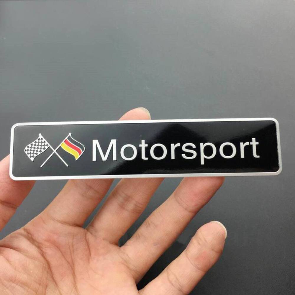 Ornament emblema neagra cu 2 steaguri, adeziv, Motorsport, LV001-2