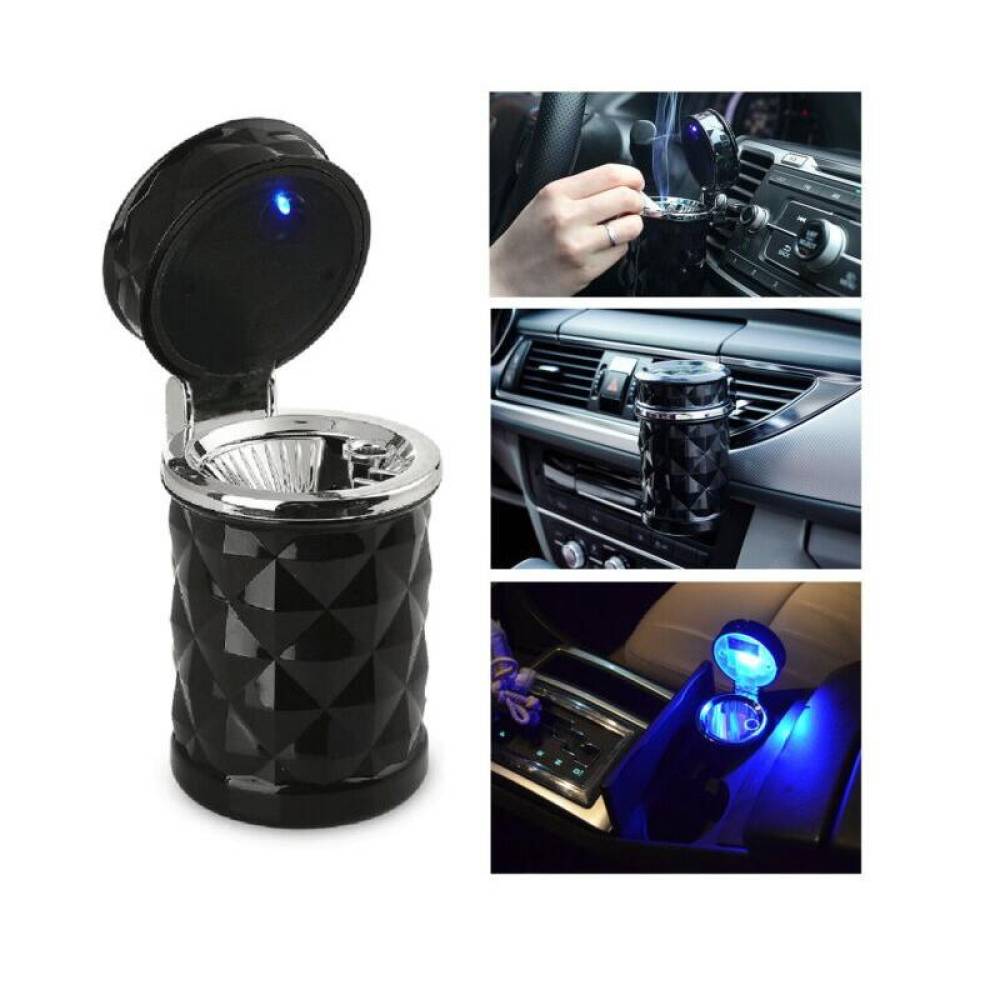 Scrumiera auto cu LED, prindere 2in1, grila ventilatie sau suport pahar, neagra, LP-012 Scrumiera auto cu LED, prindere 2in1, grila ventilatie sau suport pahar, neagra, LP-012