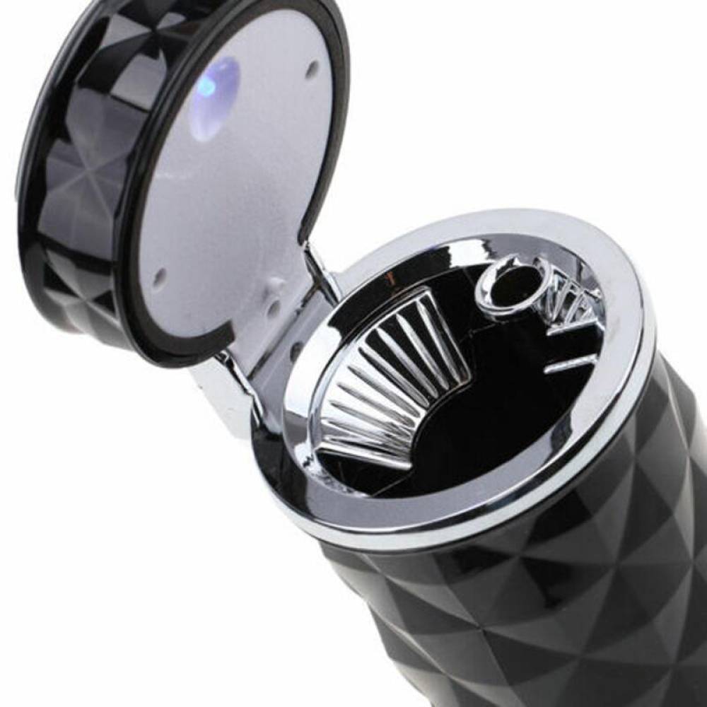 Scrumiera auto cu LED, prindere 2in1, grila ventilatie sau suport pahar, neagra, LP-012 Scrumiera auto cu LED, prindere 2in1, grila ventilatie sau suport pahar, neagra, LP-012