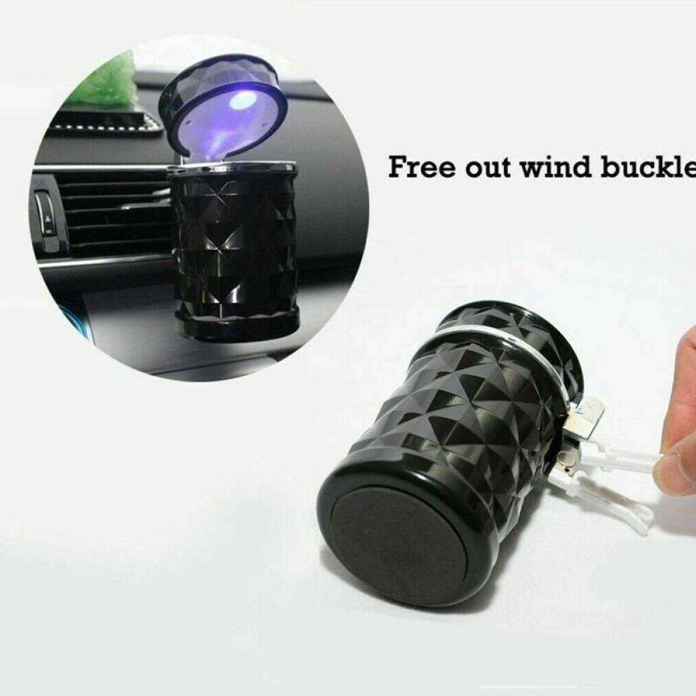 Scrumiera auto cu LED, prindere 2in1, grila ventilatie sau suport pahar, neagra, LP-012 Scrumiera auto cu LED, prindere 2in1, grila ventilatie sau suport pahar, neagra, LP-012