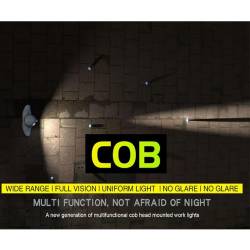 Lanterna frontala de cap, Cob si Xpe LED, 6w-3w, 350lm-150lm, USB-C, 1200mAh, senzor de miscare, 6 functii, 29cm, Amio 3241