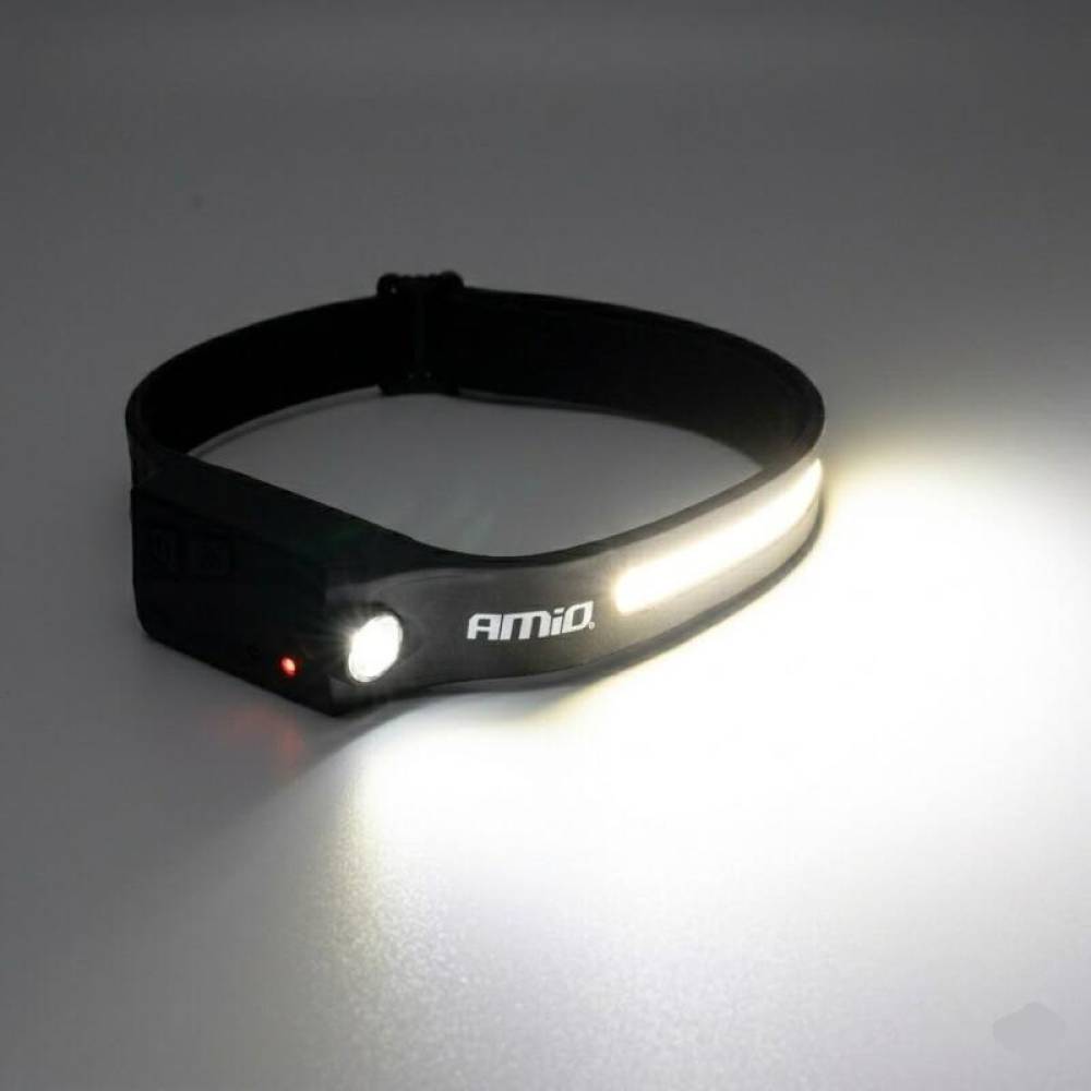 Lanterna frontala de cap, Cob si Xpe LED, 6w-3w, 350lm-150lm, USB-C, 1200mAh, senzor de miscare, 6 functii, 29cm, Amio 3241 Lanterna frontala de cap, Cob si Xpe LED, 6w-3w, 350lm-150lm, USB-C, 1200mAh, senzor de miscare, 6 functii, 29cm, Amio 3241