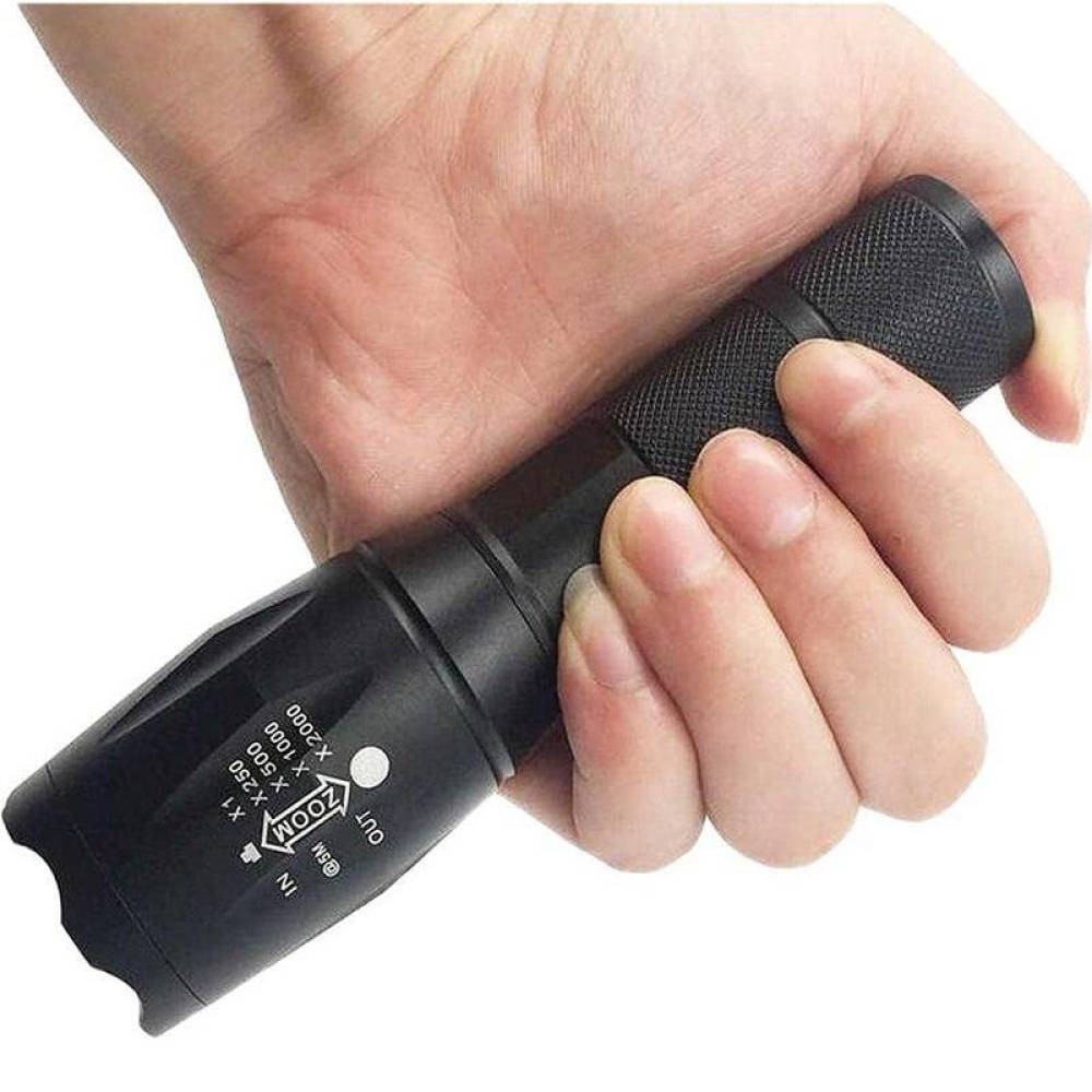 Lanterna tactica LED, 10w, 300lm, reincarcabila USB, 1200mAh, aluminiu, zoom, 5 functii, 13cm, LA0203