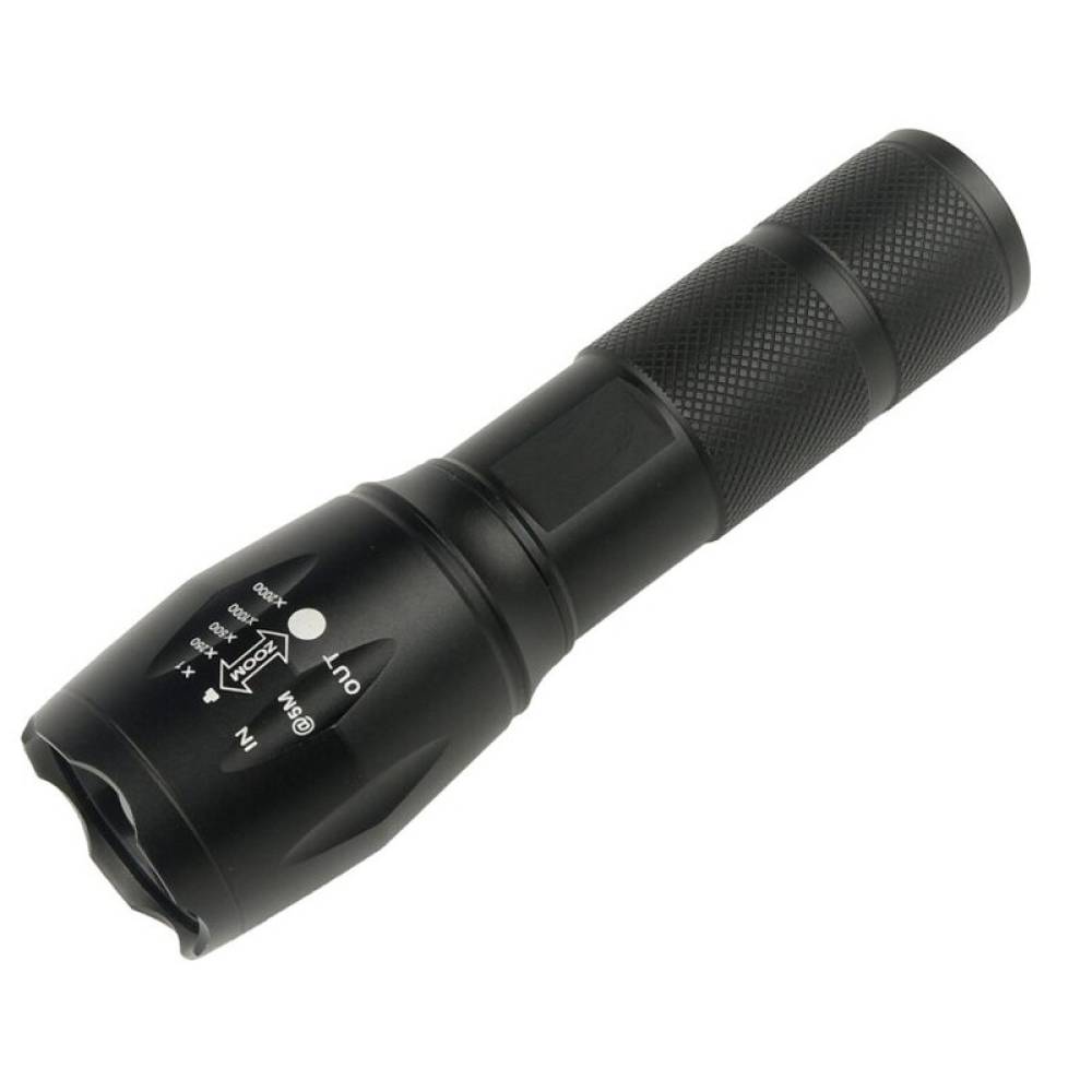 Lanterna tactica LED, 10w, 300lm, reincarcabila USB, 1200mAh, aluminiu, zoom, 5 functii, 13cm, LA0203
