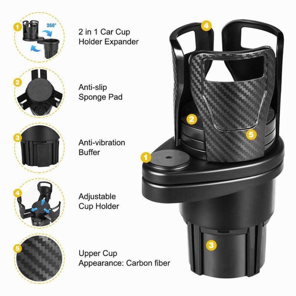 Suport pahar rotativ, cu baza ajustabila, multifunctional, negru-carbon, 86912 Carmotion