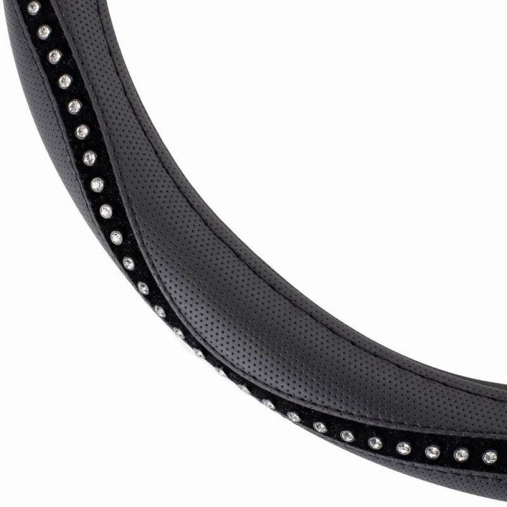 Husa volan 37-39cm, imitatie piele, cu diamante, 02807 Amio