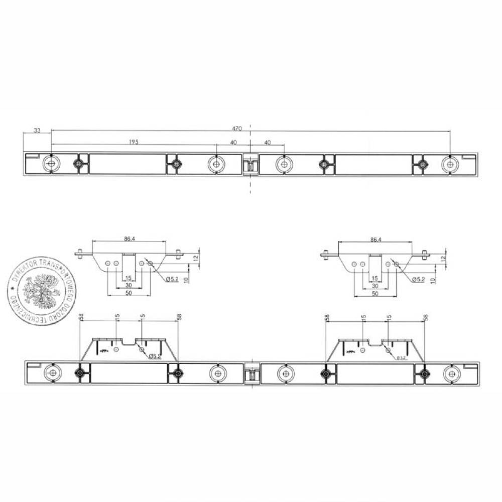 Lampa gabarit 535x28, LED Neon, alba, pozitie fata, cu suporti prindere, W260 2158 Was