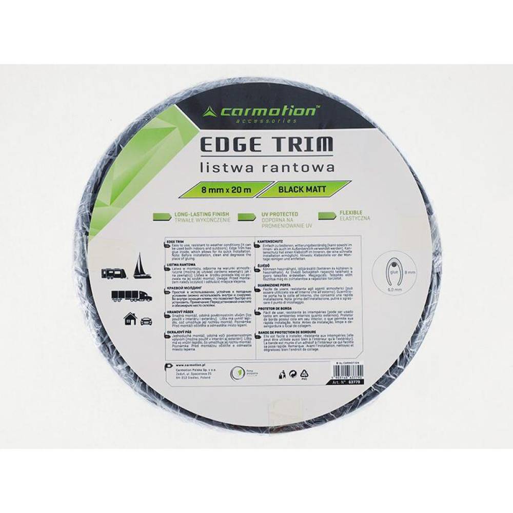 Rola ornament bandou, 8mm x 20m, neagra, profil U, 63779 Carmotion 