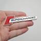 Ornament emblema metalica SUPERCHARGED adeziva Crom cu Rosu, TS-103 Ornament emblema metalica SUPERCHARGED adeziva Crom cu Rosu, TS-103