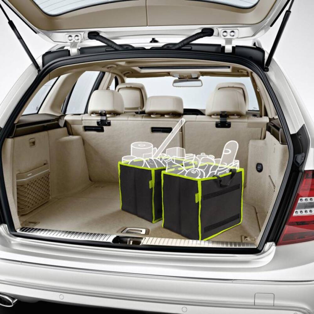 Set 2 organizatoare pliabile cu maner, 25x30cm, verde neon, 54925 MNC 