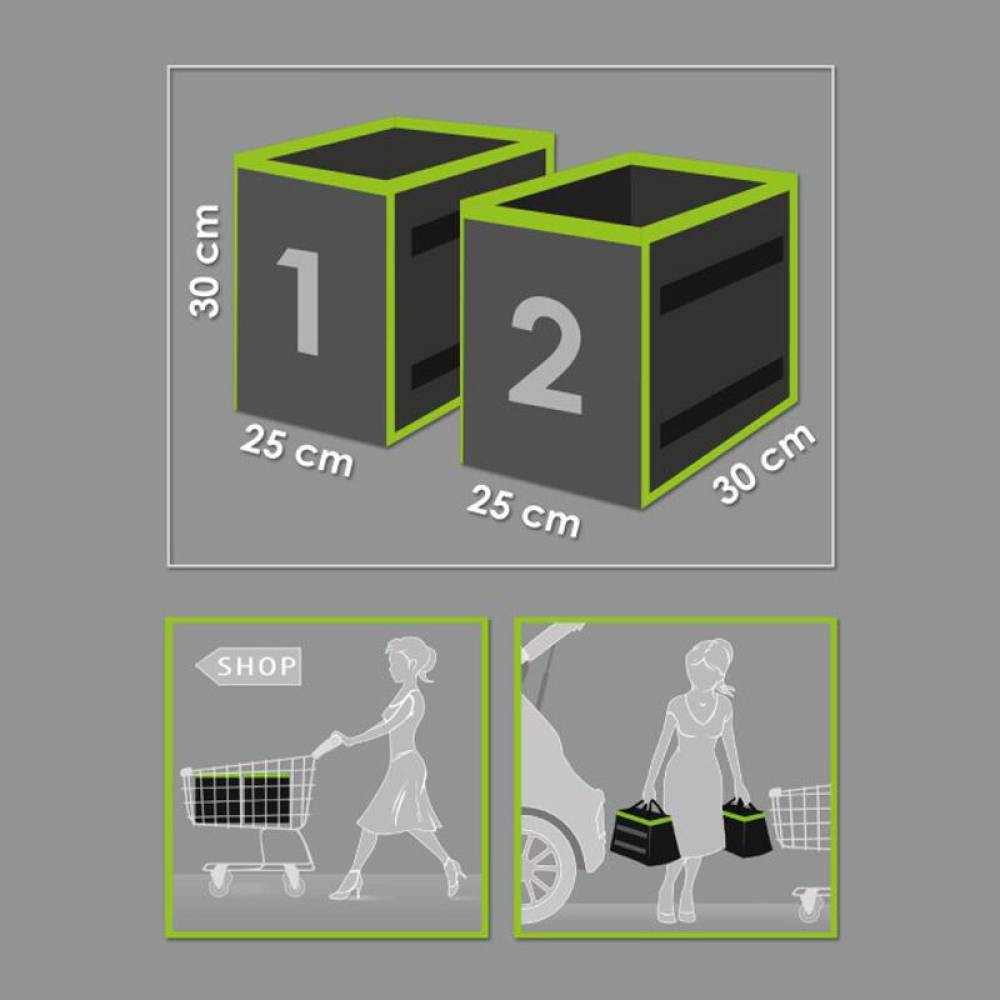 Set 2 organizatoare pliabile cu maner, 25x30cm, verde neon, 54925 MNC 