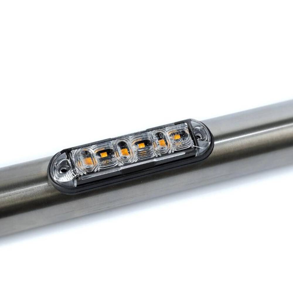 Proiector stroboscopic, 103x26, 12-24V, 6LED-uri, cu 2 garnituri, monatare pe bullbar sau suprafata plana., 4 tipuri de flash-uri, FT-205 Fristom