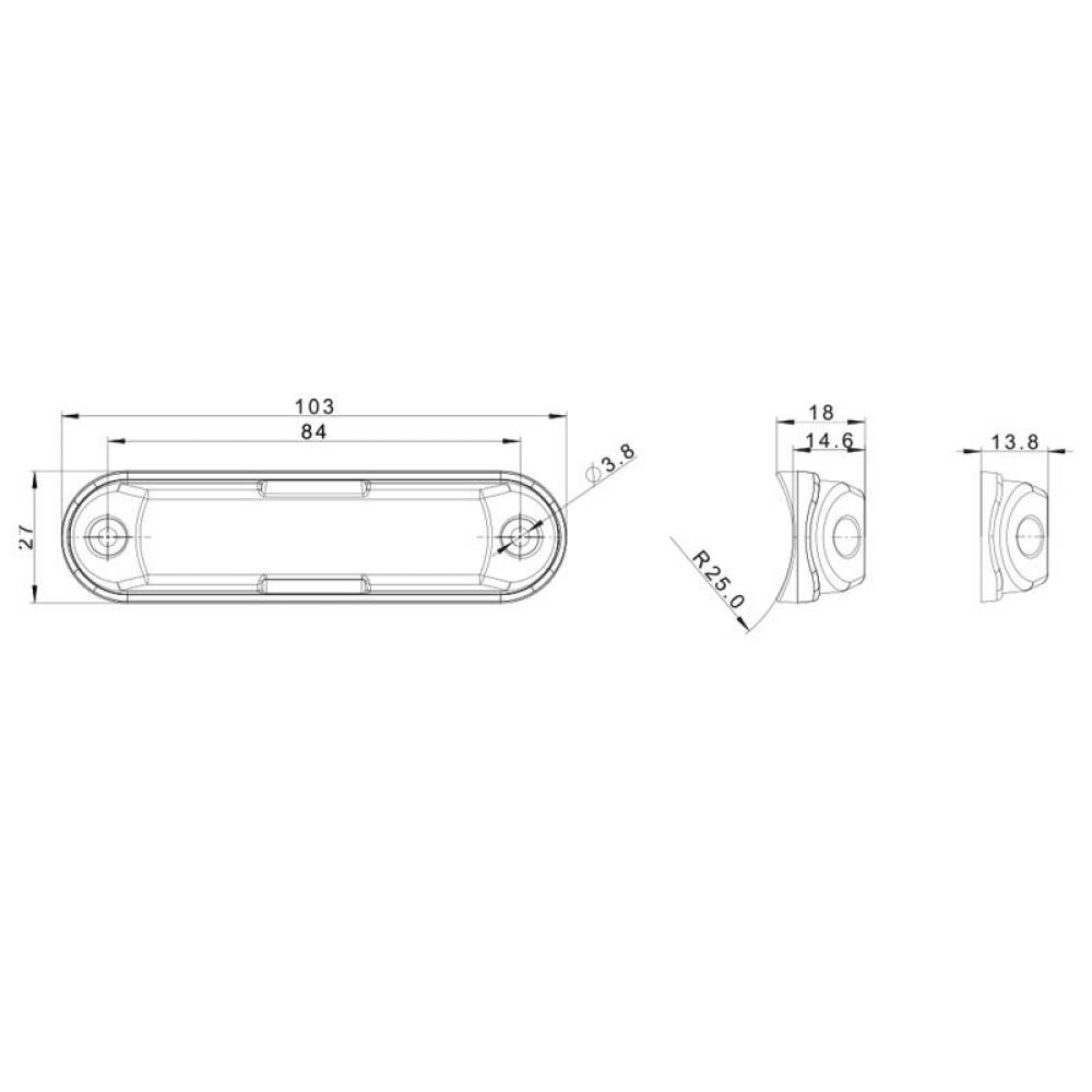 Proiector stroboscopic, 103x26, 12-24V, 6LED-uri, cu 2 garnituri, monatare pe bullbar sau suprafata plana., 4 tipuri de flash-uri, FT-205 Fristom