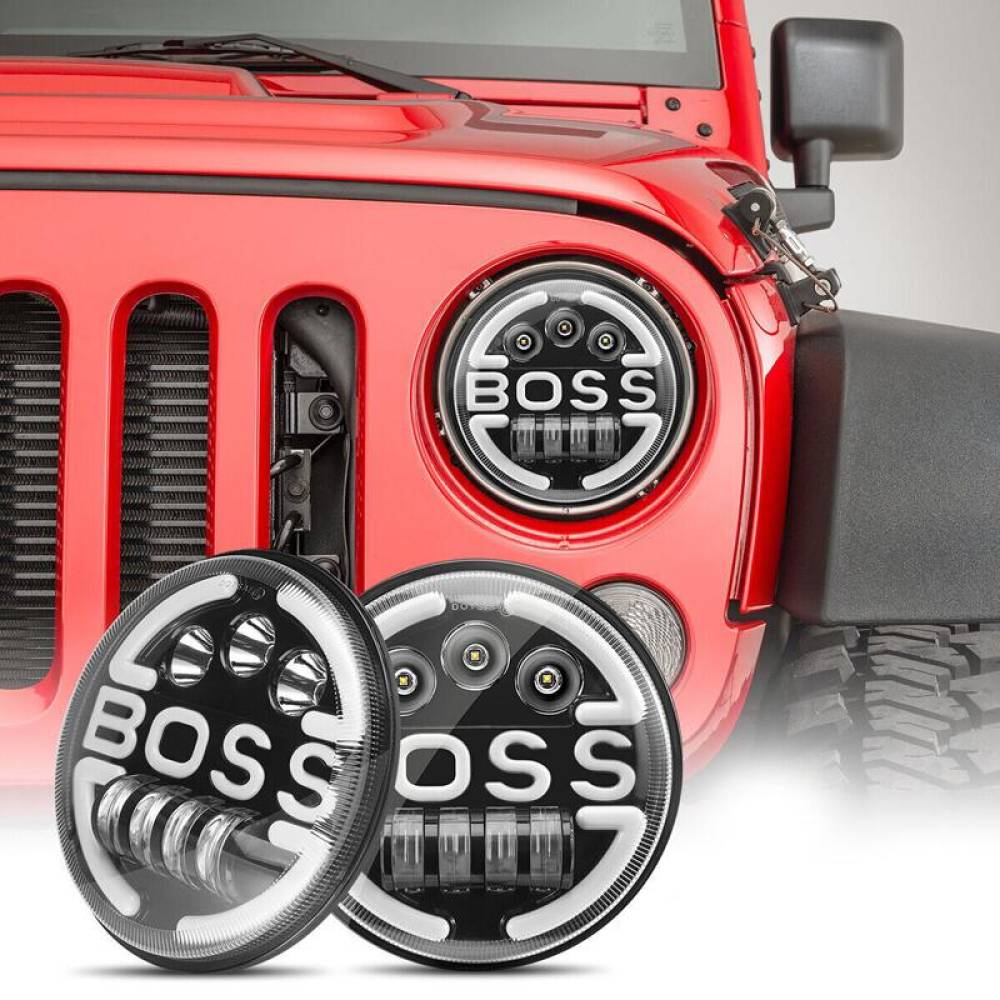 Far cu 2 faze, Hi-Low, cu DRL, BOSS, 9-36V, pentru Jeep si moto, 03625 Amio