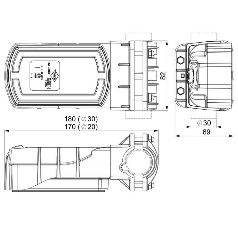 Lampa semnalizare fata cu pozitie, LED, 120x70, cu prindere pe teava, fi20-30, CLEO front, LZD 2789 R1 Horpol