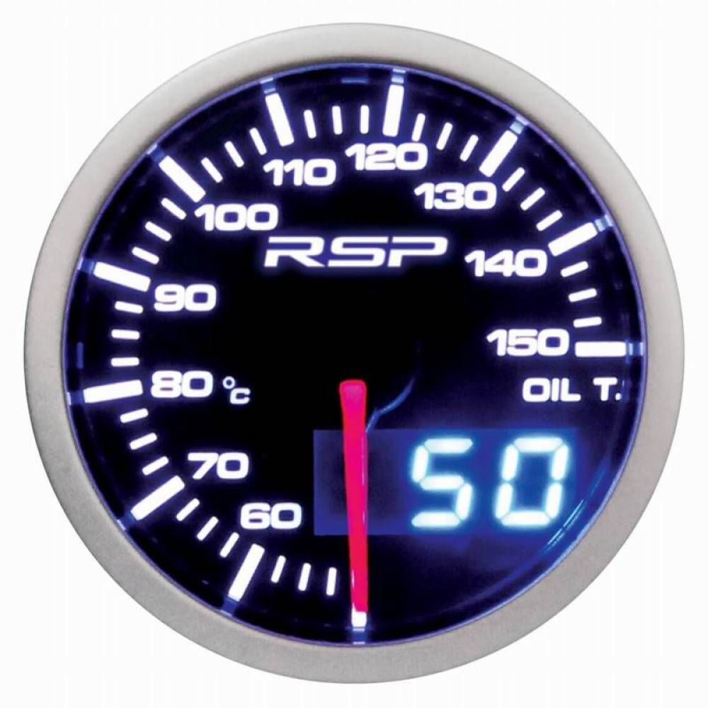 Ceas indicator temperatura ulei, digital, LED, fi52mm, 12V, multicolor, cu senzor si suport, RSP GLED528 RaceSport