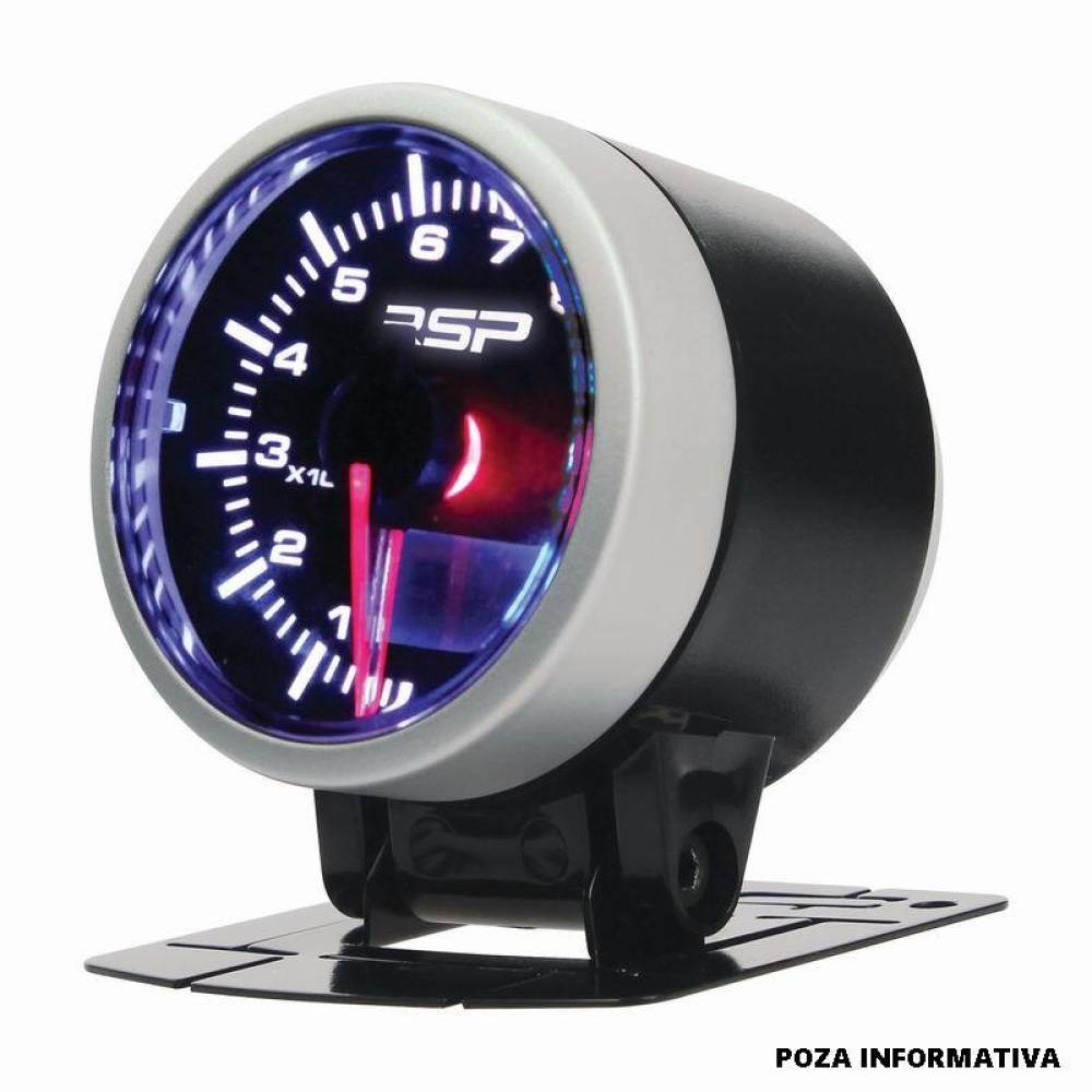 Ceas indicator presiune turbo, digital, LED, fi52mm, 12V, multicolor, cu senzor si suport, RSP GLED701 RaceSport