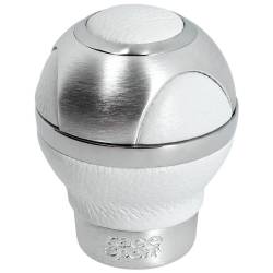 Maner schimbator viteze sferic, din aluminiu cu piele alba, 800087W RaceSport