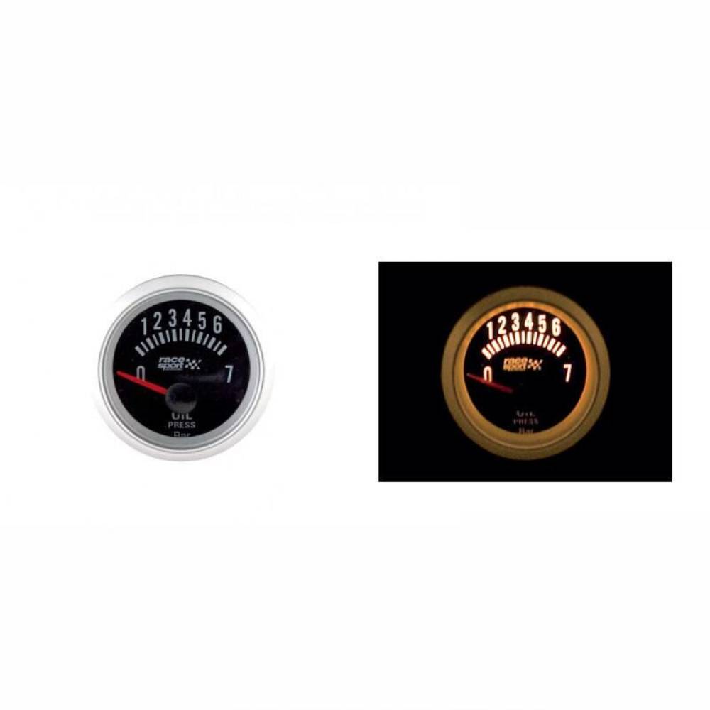 Ceas indicator presiune ulei, cu bec, fi52mm, 12V, cu senzor presiune, BLCK524 RaceSport
