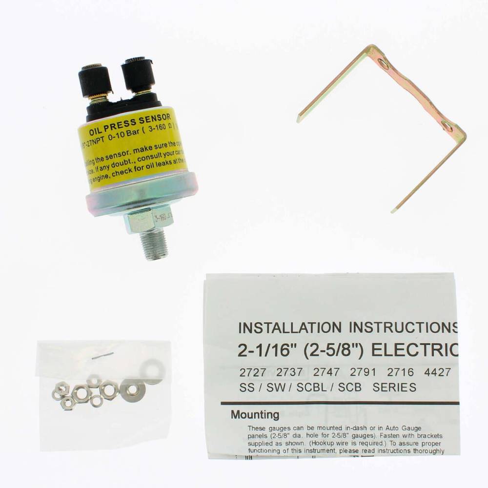 Ceas indicator presiune ulei, cu bec, fi52mm, 12V, cu senzor presiune, BLCK524 RaceSport