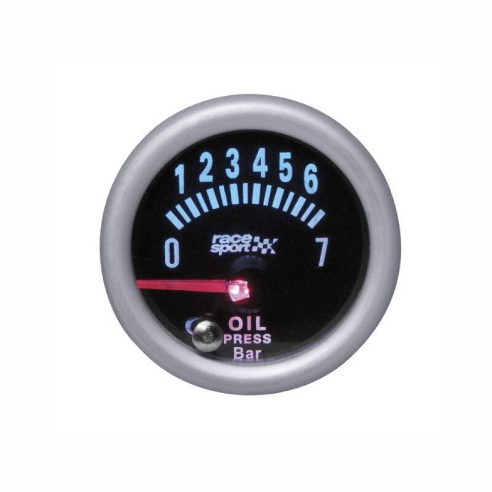 Ceas indicator presiune ulei, cu bec, fi52mm, 12V, cu senzor presiune, BLCK524 RaceSport
