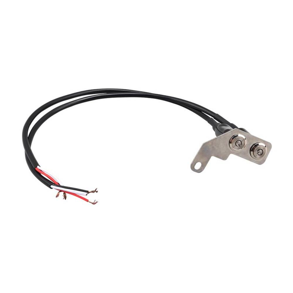Intrerupator buton inox, dublu, cu suport cu gaura, HL013B