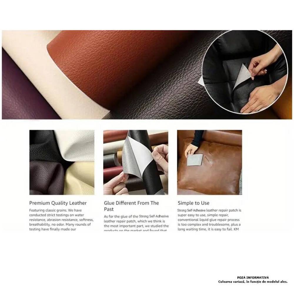 Material imitatie piele Alcantara, autoadeziv, 150x100cm maro, FS-1346
