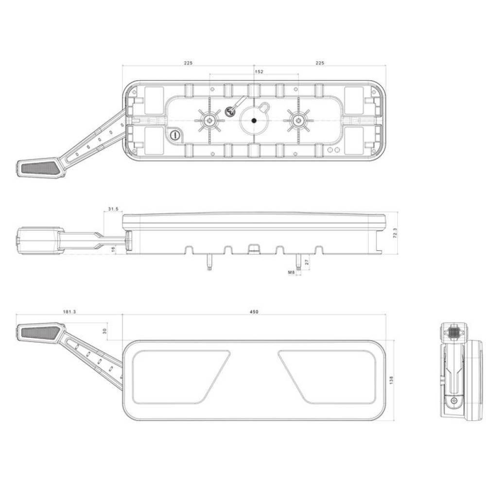 Lampa stop 450x138, 24V, LED, 6 functii, pozitie, frana, semnalizare ,ceata, mers inapoi, catadioptru, cu lampa gabarit, cu mufa 7 pini, stanga, FT-700-146L Amp7 Fristom Lampa stop 450x138, 24V, LED, 6 functii, pozitie, frana, semnalizare ,ceata, mers inapoi, catadioptru, cu lampa gabarit, cu mufa 7 pini, stanga, FT-700-146L Amp7 Fristom