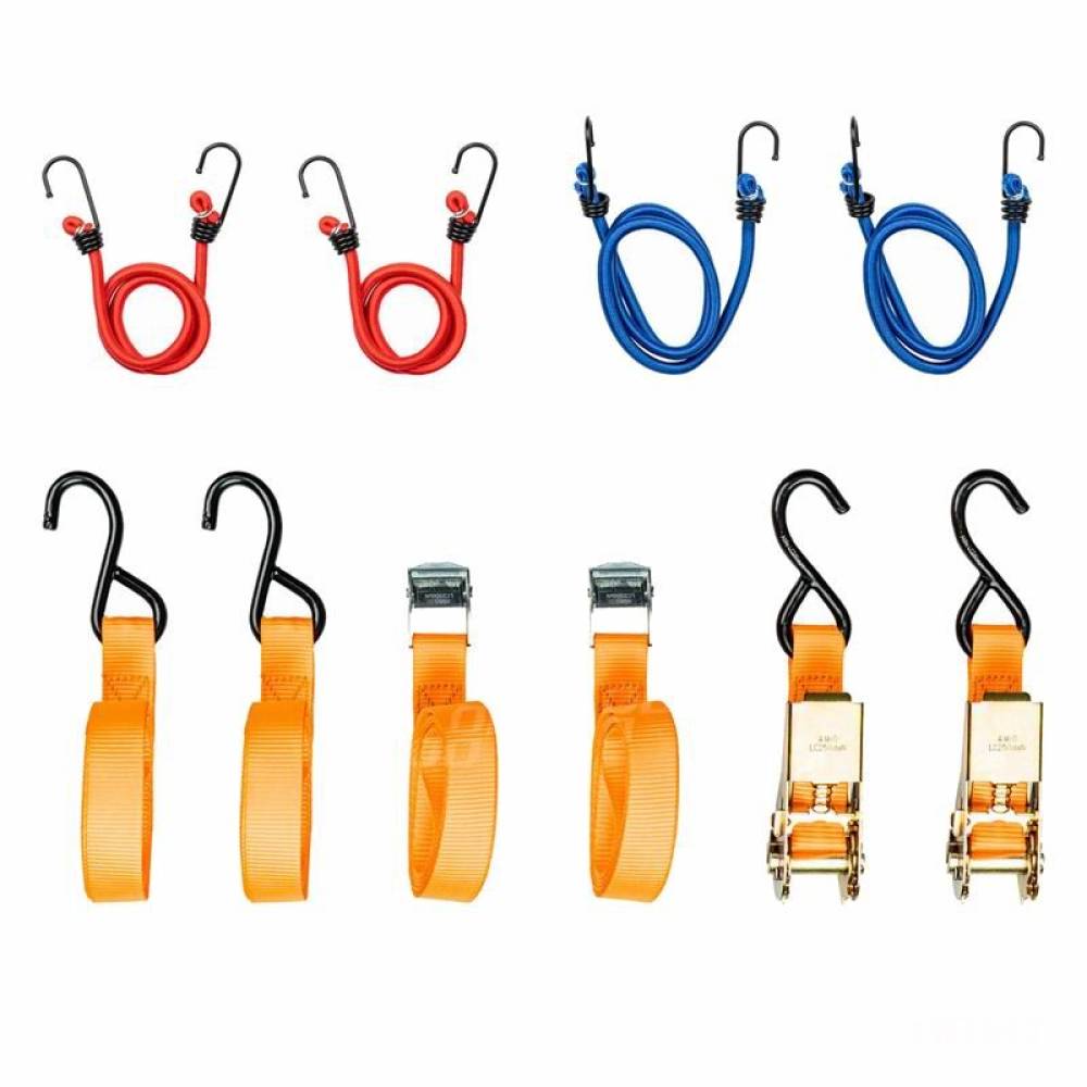 Set 8 chingi fixare marfa si elastice, 4 modele, cu geanta, 03293 Amio Set 8 chingi fixare marfa si elastice, 4 modele, cu geanta, 03293 Amio