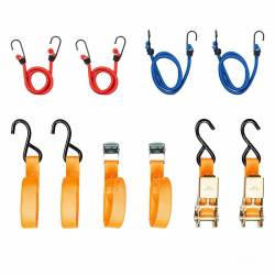 Set 8 chingi fixare marfa si elastice, 4 modele, cu geanta, 03293 Amio 