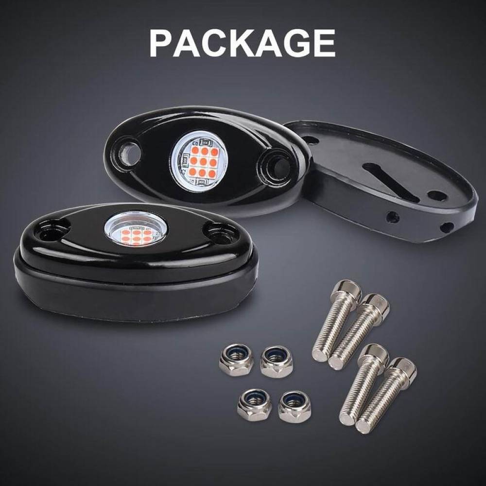 Set 2 lumini ambientale, sub masina, 9 LED-uri, 12V, 500lm, rosii, Led Rock Light, HHRYS9R