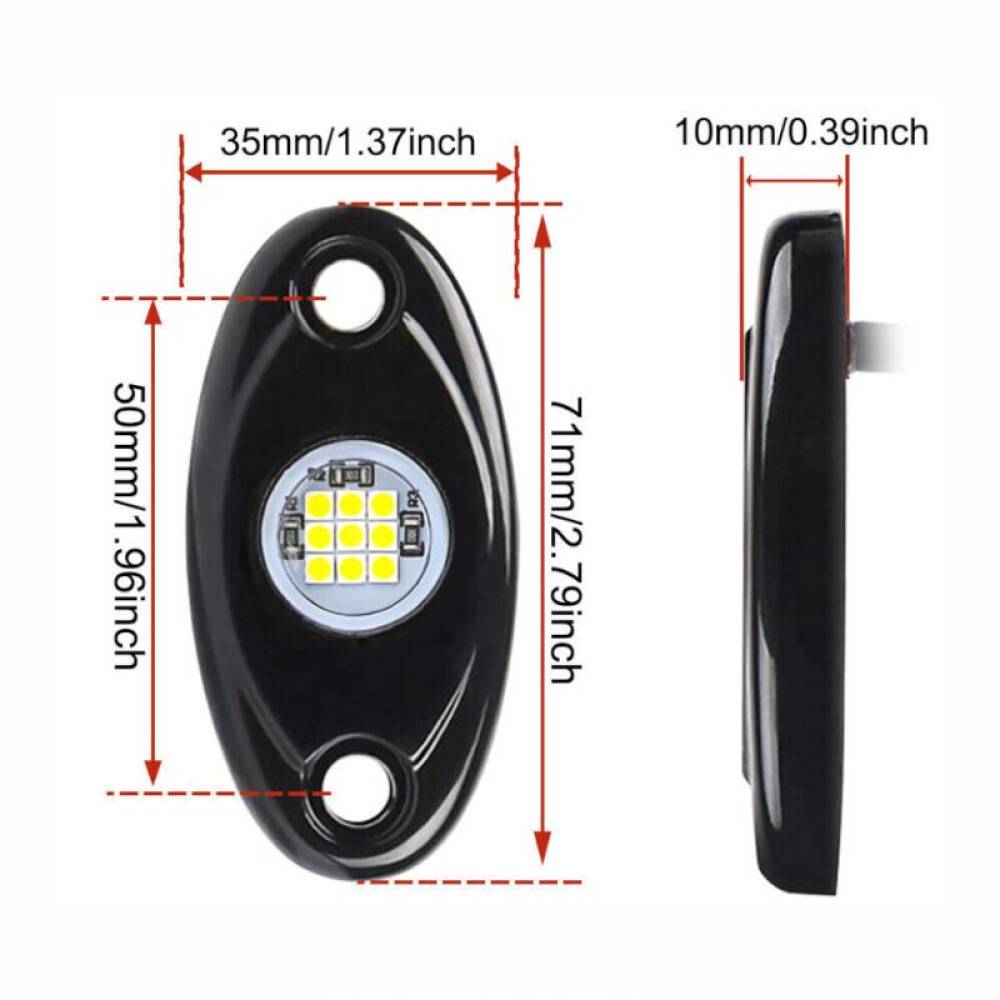 Set 2 lumini ambientale, sub masina, 9 LED-uri, 12V, 500lm, rosii, Led Rock Light, HHRYS9R