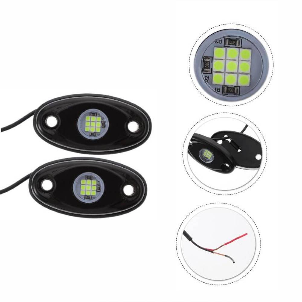 Set 2 lumini ambientale, sub masina, 9 LED-uri, 12V, 500lm, albe, Led Rock Light, HHRYS9W