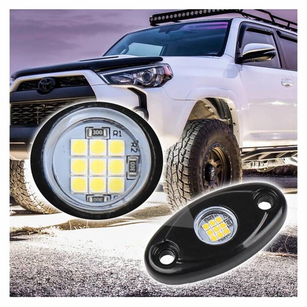Set 2 lumini ambientale, sub masina, 9 LED-uri, 12V, 500lm, albe, Led Rock Light, HHRYS9W