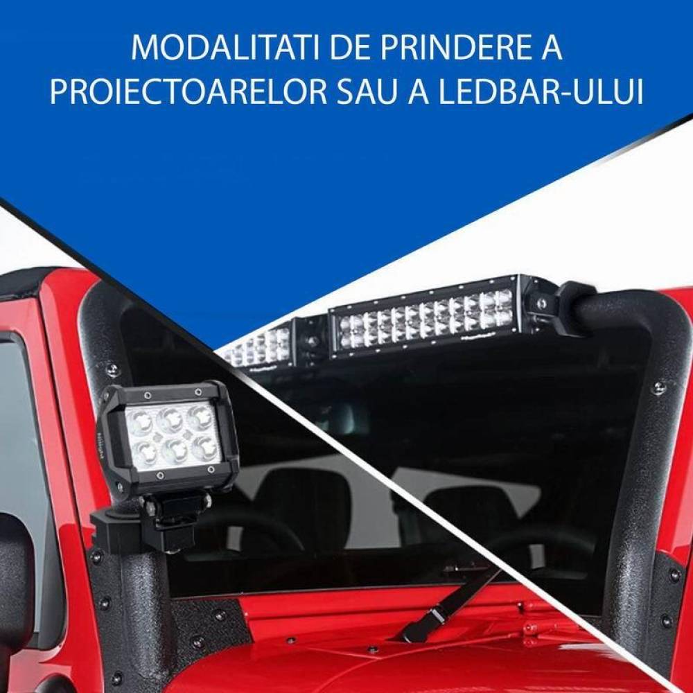 Set 2 suporti proiectoare, prindere pe rollbar sau bullbar, reglabil fi 25-50mm, S.P.002 247 Lighting