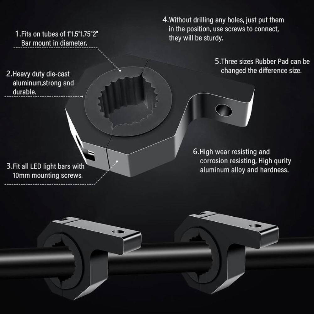Set 2 suporti proiectoare, prindere pe rollbar sau bullbar, reglabil fi 21-49mm, S.P.001 247 Lighting