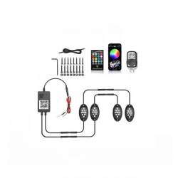 Set 4 lumini ambientale, LED, sub masina, 12V, multimod si multicolor, 3 moduri de a controla luminile, Smart Led Rock Light, HHRY164