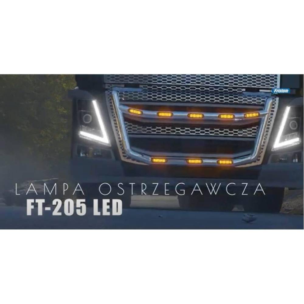 Proiector stroboscopic, 103x26, 12-24V, 6 LED-uri, cu 2 garnituri, montare pe bullbar sau suprafata plana, flash dublu, FT-205 ECO Fristom