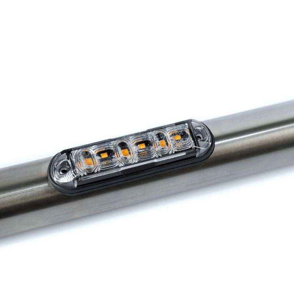 Proiector stroboscopic, 103x26, 12-24V, 6 LED-uri, cu 2 garnituri, montare pe bullbar sau suprafata plana, flash dublu, FT-205 ECO Fristom