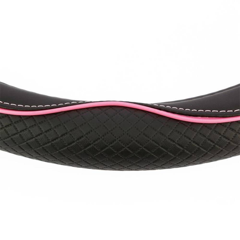 Husa volan 37-39cm, imitatie piele, neagra cu cusatura roz, CENTAURO, 2505CPK SwissDrive 