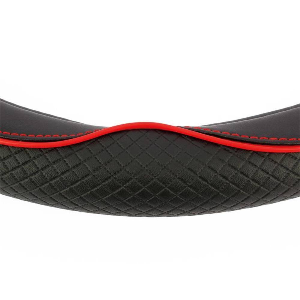 Husa volan 37-39cm, imitatie piele, neagra cu cusatura rosie, CENTAURO, 2505CRD SwissDrive 