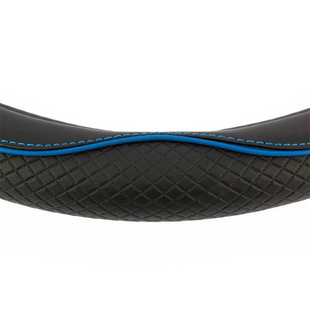 Husa volan 37-39cm, imitatie piele, neagra cu cusatura albastra, CENTAURO, 2505CBL SwissDrive 