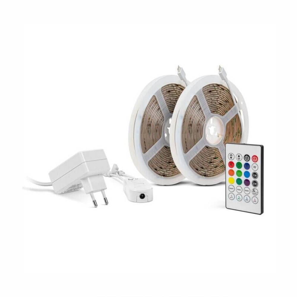 Banda Led, 2x5m, Smart, RGB, ambientala, telecomanda si Bluetooth, sincronizare muzica, 220V, 24W, 30led/m, Smart Strip, 55860 Phenom