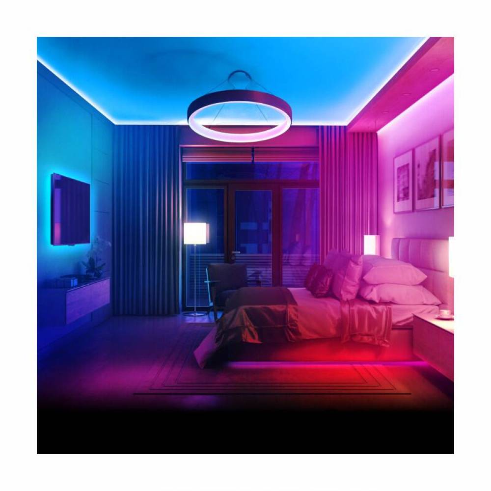 Banda Led 5m, RGB, ambientala, cu telecomanda tactila, 220V, 48W, 60 Led/m, peste 100 de programe, Magic Strip, 55843 Phenom