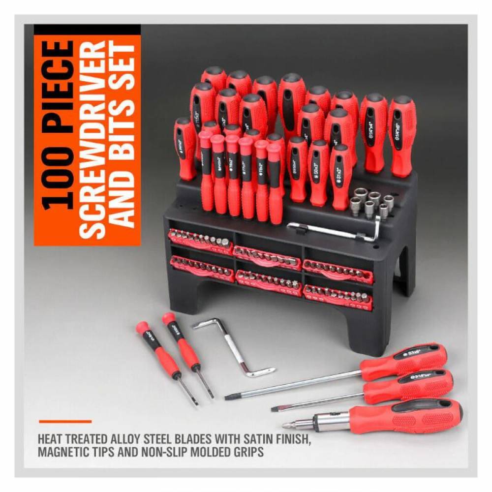 Set surubelnite si biti cu stand, 100 piese, TS.78287
