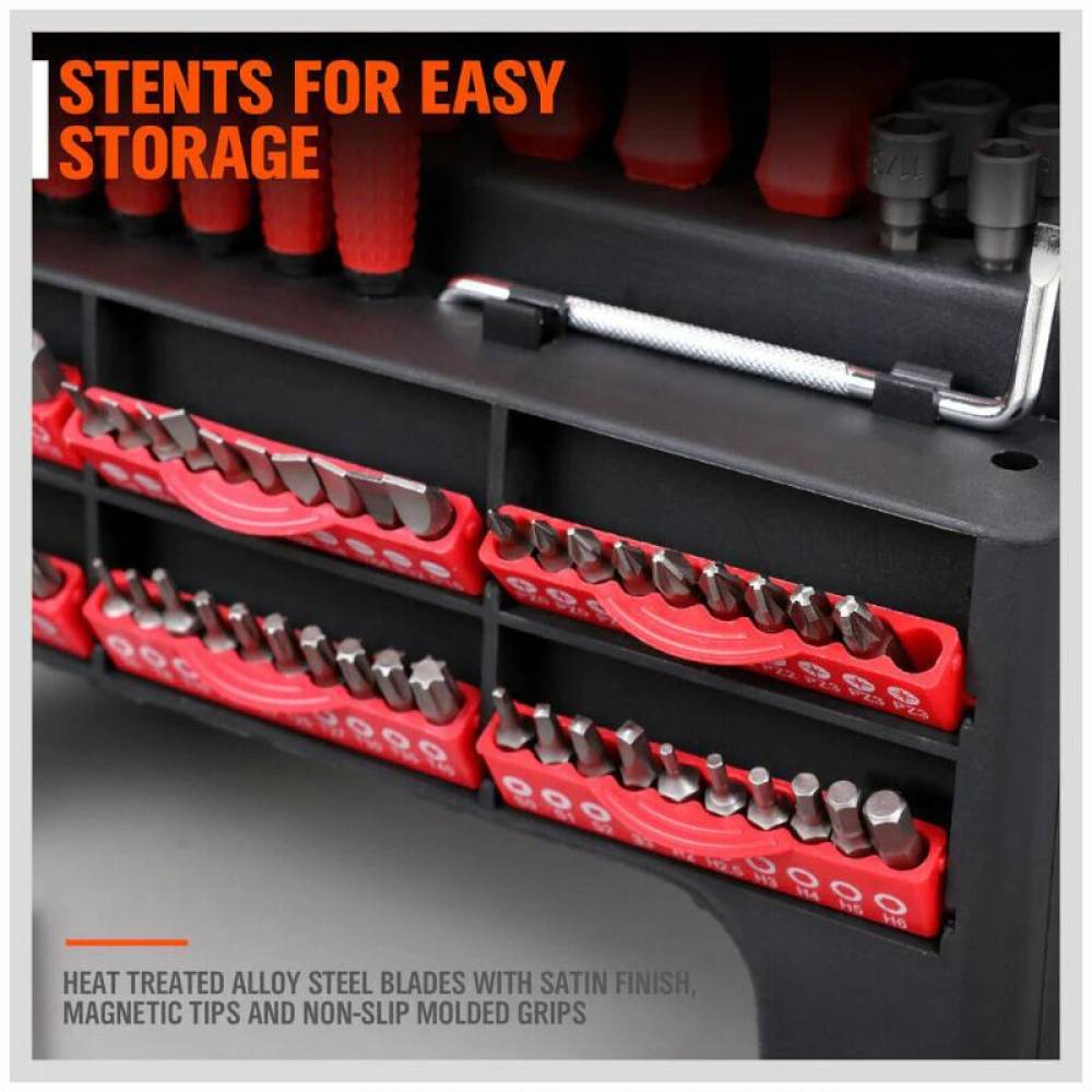 Set surubelnite si biti cu stand, 100 piese, TS.78287